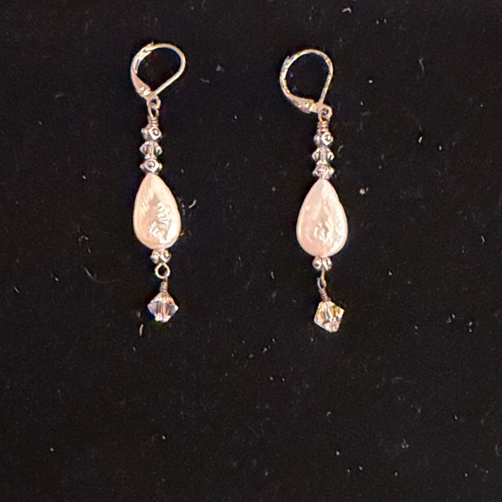 Elegant Silver and White Drop Earrings